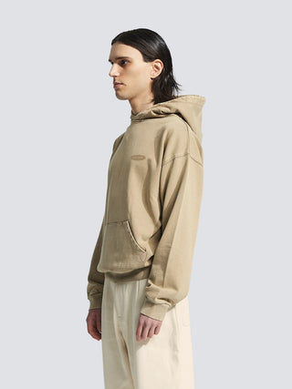 Distressed “F*ck Off” Hoodie - Washed Khaki