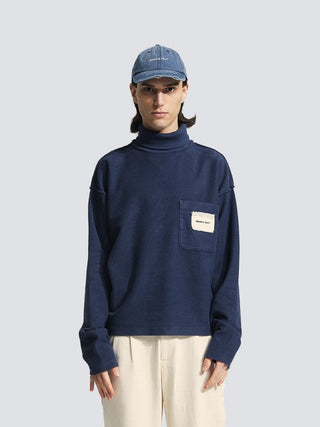 Turtle Neck Chest Pocket - Washed Midnight Blue