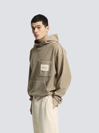 Chest Pocket Hoodie - Garment Dye Khaki