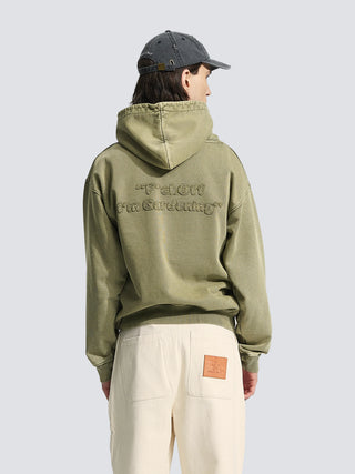 Cut & Sew Quarter Zip Hoodie - Washed Olive Green