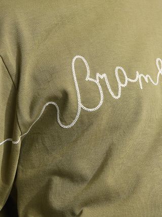 Garden Hose Chain Stitch Zipper Hoodie - Solid Olive Green