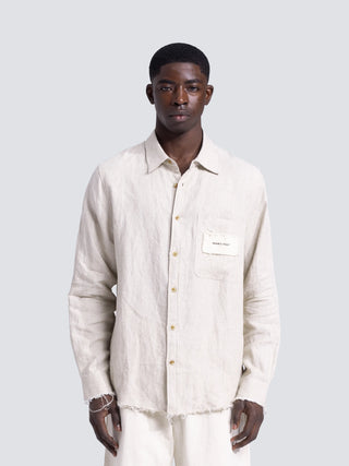 Distressed Linen Shirt Longsleeve - Natural Linen