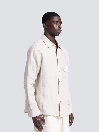 Distressed Linen Shirt Longsleeve - Natural Linen