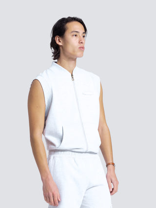 Cut & Sew “F*ck Off I'm Gardening” Sleeveless Vest - Grey Melange