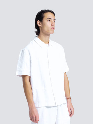Linen Repair Shirt Shortsleeve- White