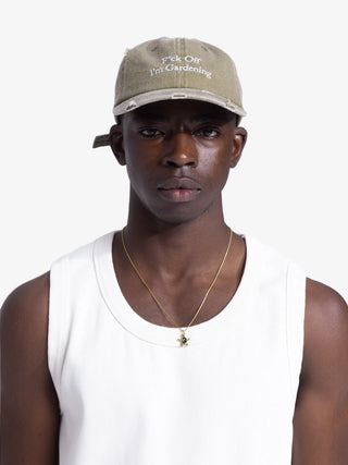 F*ck Off I'm Gardening Cap Distressed - Washed Olive Green