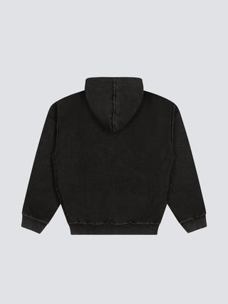 Chest Pocket Hoodie - Washed Charcoal Black