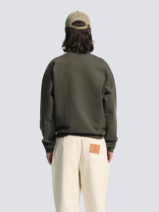 Garden Hose Chain Stitch Crewneck - Solid Charcoal