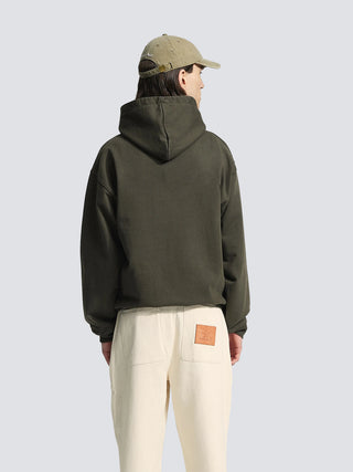 Garden Hose Chain Stitch Hoodie - Solid Charcoal Black