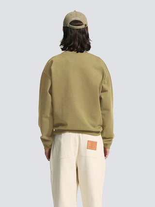Garden Hose Chain Stitch Crewneck - Solid Olive Green