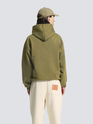 Garden Hose Chain Stitch Zipper Hoodie - Solid Olive Green