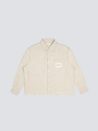 Distressed Linen Shirt Longsleeve - Natural Linen