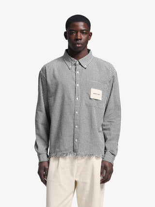 Distressed Farmer’s Shirt LS - Black