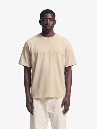 Distressed Script Logo T-shirt - Clay