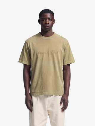 Distressed Script Logo T-shirt - Olive Green
