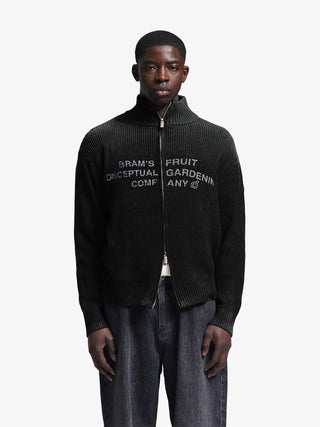 Full Zip Stamp Knit - Black