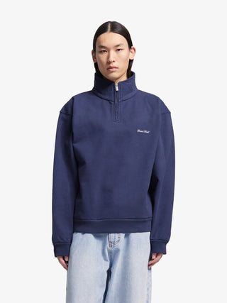 Script Logo Quarter Zip - Midnight Blue