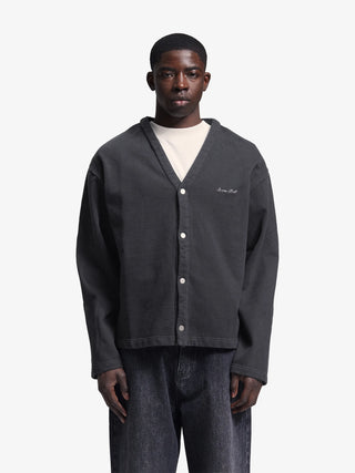 Script Logo Cardigan Sweat - Shadow Black