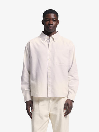 Striped Oxford Shirt distressed Longsleeve  - Sand