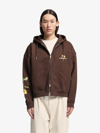 Sunflower Zipper Hoodie - Brown
