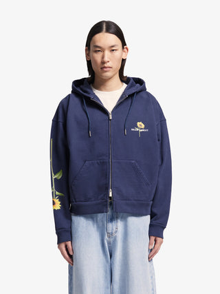 Sunflower Zipper Hoodie - Midnight Blue