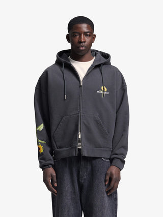 Sunflower Zipper Hoodie - Shadow Black