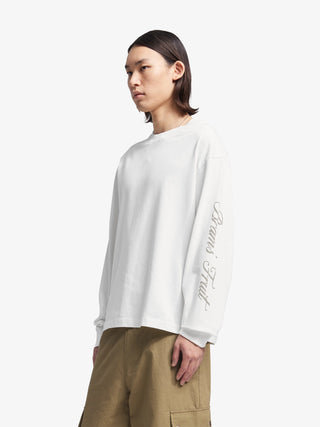 Distressed Script Logo Longsleeve - Off White