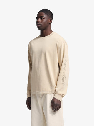 Distressed Script Logo Longsleeve - Washed Clay
