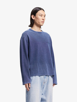 Stamp Waffle Longsleeve - Washed Midnight Blue
