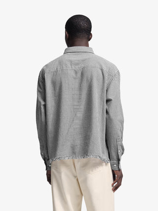 Distressed Farmer’s Shirt LS - Black