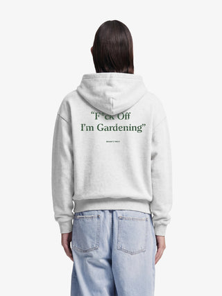 Distressed “F*ck Off I’m Gardening” Hoodie - Natural Melange