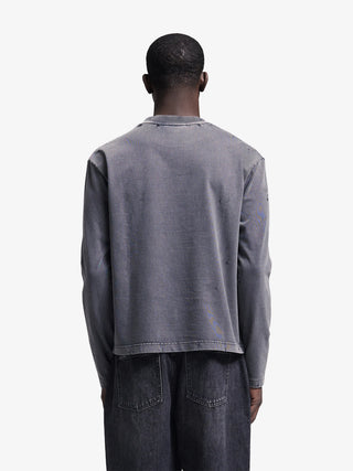 Distresssed Quote Longsleeve - Washed Shadow Black