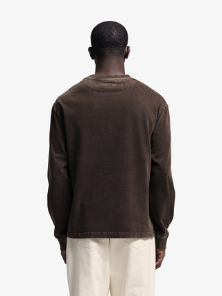 Distressed Script Logo Longsleeve - Washed Brown