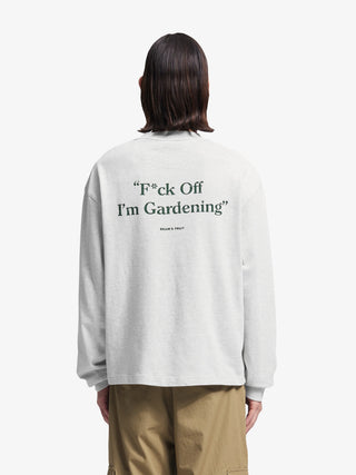 Distressed “F*ck Off I'm Gardening” Longsleeve - Grey Melange