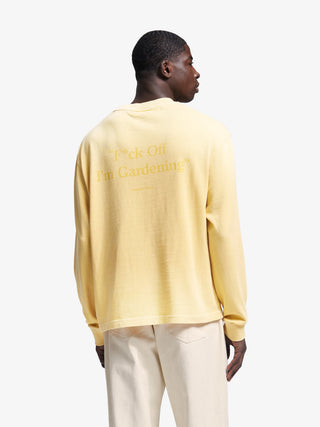 Distressed “F*ck Off I’m Gardening” Longsleeve - Washed Sunrise Yellow