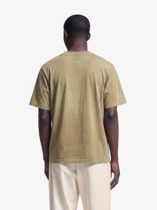 Distressed Script Logo T-shirt - Olive Green