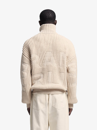 Fisherman Quarter Zip Knit - Beige
