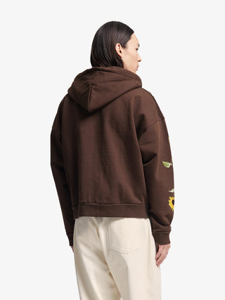 Sunflower Zipper Hoodie - Brown