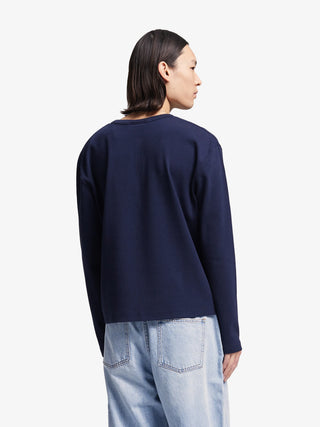 Script Logo Henley Longsleeve - Midnight Blue