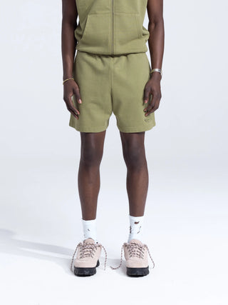 Cut & Sew Sweat Shorts - Washed Olive Green