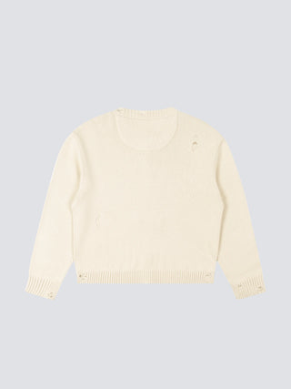 Distressed Chest Pocket Cardigan - Beige