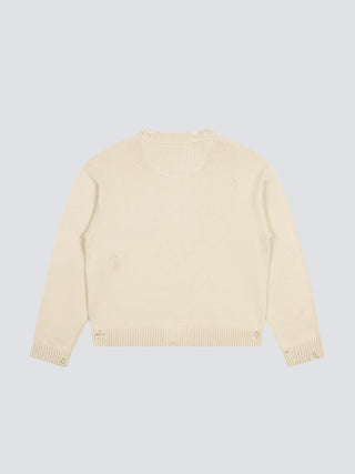 Distressed Chest Pocket Knit - Beige