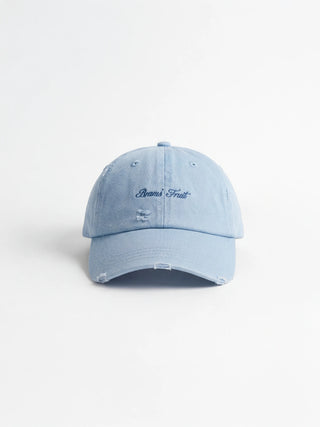 Distressed Script Logo Cap - Blueberry Blue
