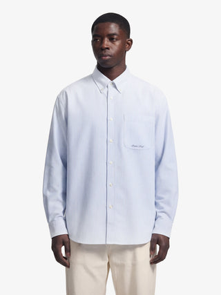 Distressed Oxford Shirt Longsleeve - Light Blue