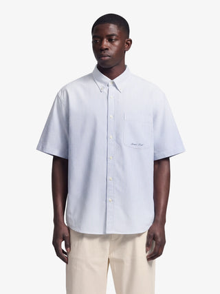 Distressed Oxford Shirt Shortsleeve - Light Blue