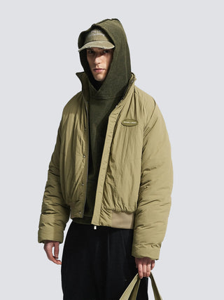 Emblem Patch Padded Jacket - Green