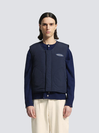 Emblem Patch Padded Vest - Navy