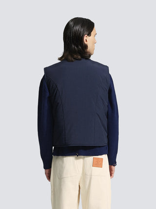 Emblem Patch Padded Vest - Navy