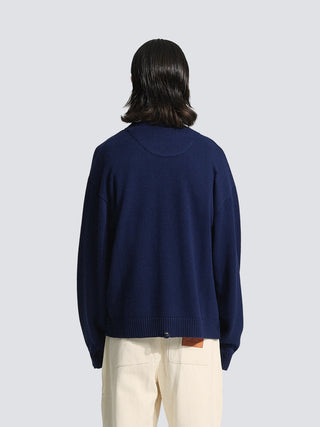 Distressed Chest Pocket Knit - Navy