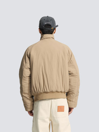 Emblem Patch Padded Jacket - Khaki